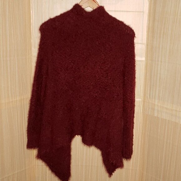 Cozy Casual Womens Maroon Soft Fuzzy Chunky Cardigan Sweater Small/medium - Picture 2 of 5